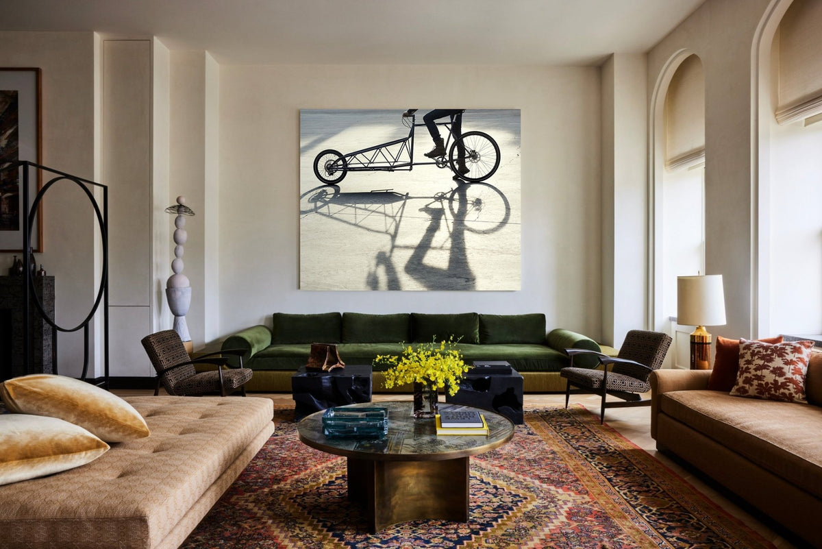 Detail shot from the 'Gravity & Space' cargo bike photography showing the bespoke Elian Cargo bike - cycling wall art by Cyclingprints.nl