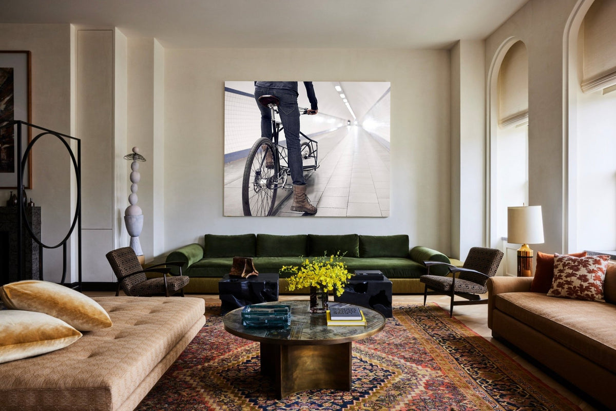 Detail shot from the 'Tunnel Vision 2' cargo bike photography showing the bespoke Elian Cargo bike - cycling wall art by Cyclingprints.nl