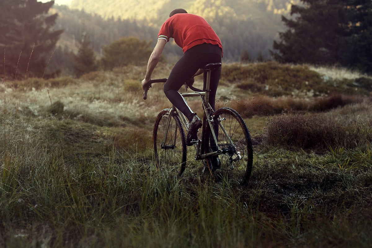 Cyclocross cycling print 'Chew It Up / Spit It Out' - off-road cyclocross action on the bespoke Elian Cyclocross bike in the Vosges, France, fine art print by Cyclingprints.nl