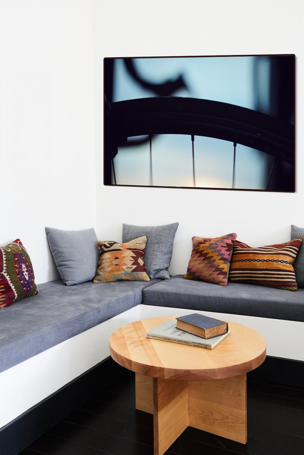 Graphic bike print, 82-year-old cyclist riding his handmade steel bike – fine art cycling print.