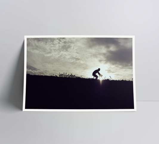 Silhouettes & sunsets - a cycling print.