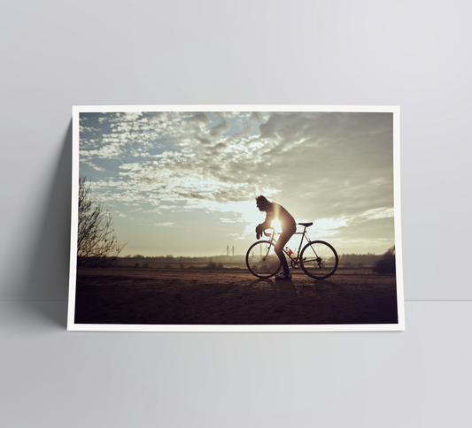 Reflecting on the ride - a cycling print.