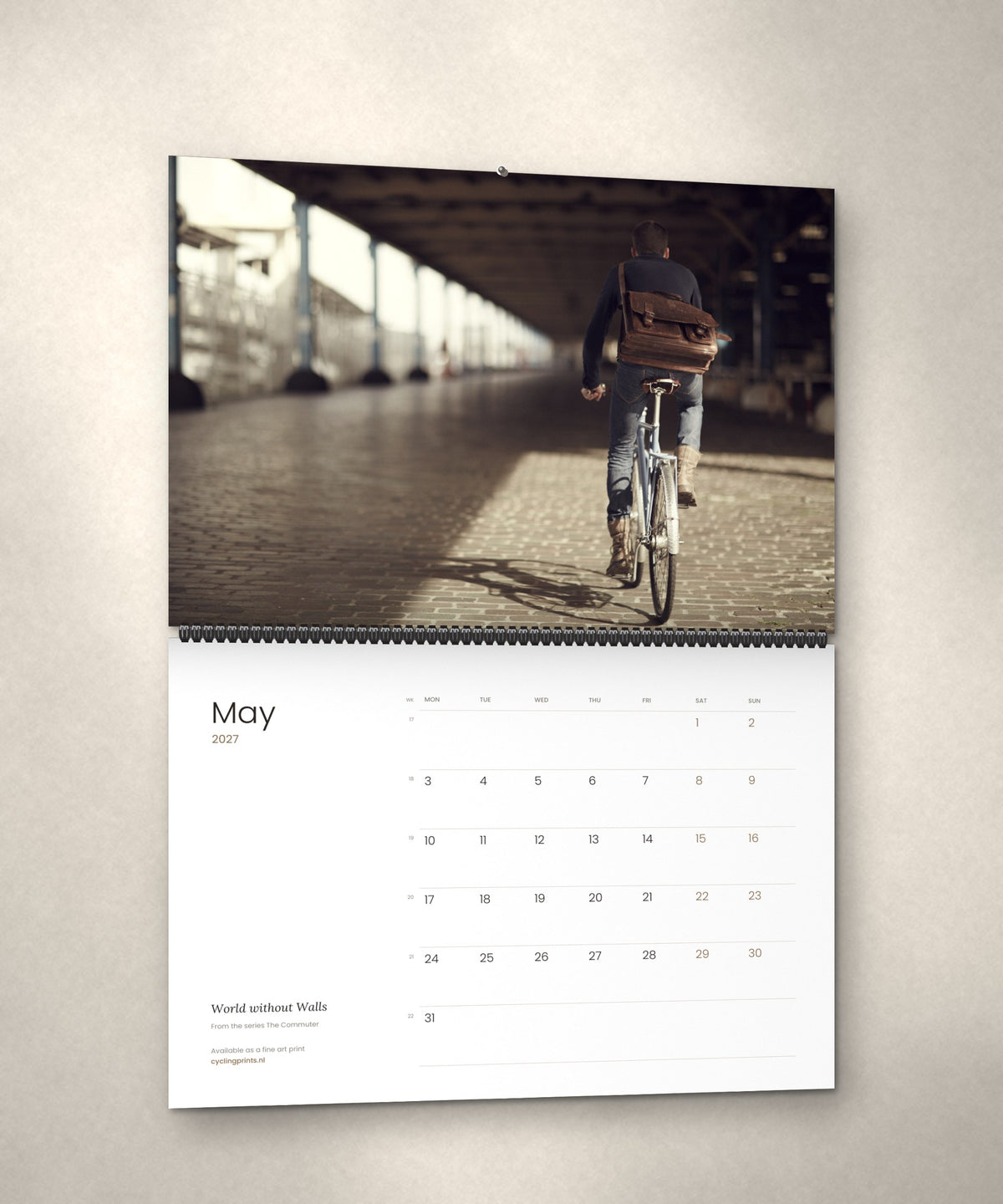 May 2027 – World without Walls, a page from The Commuter cycling photography wall calendar by Ryan Edy