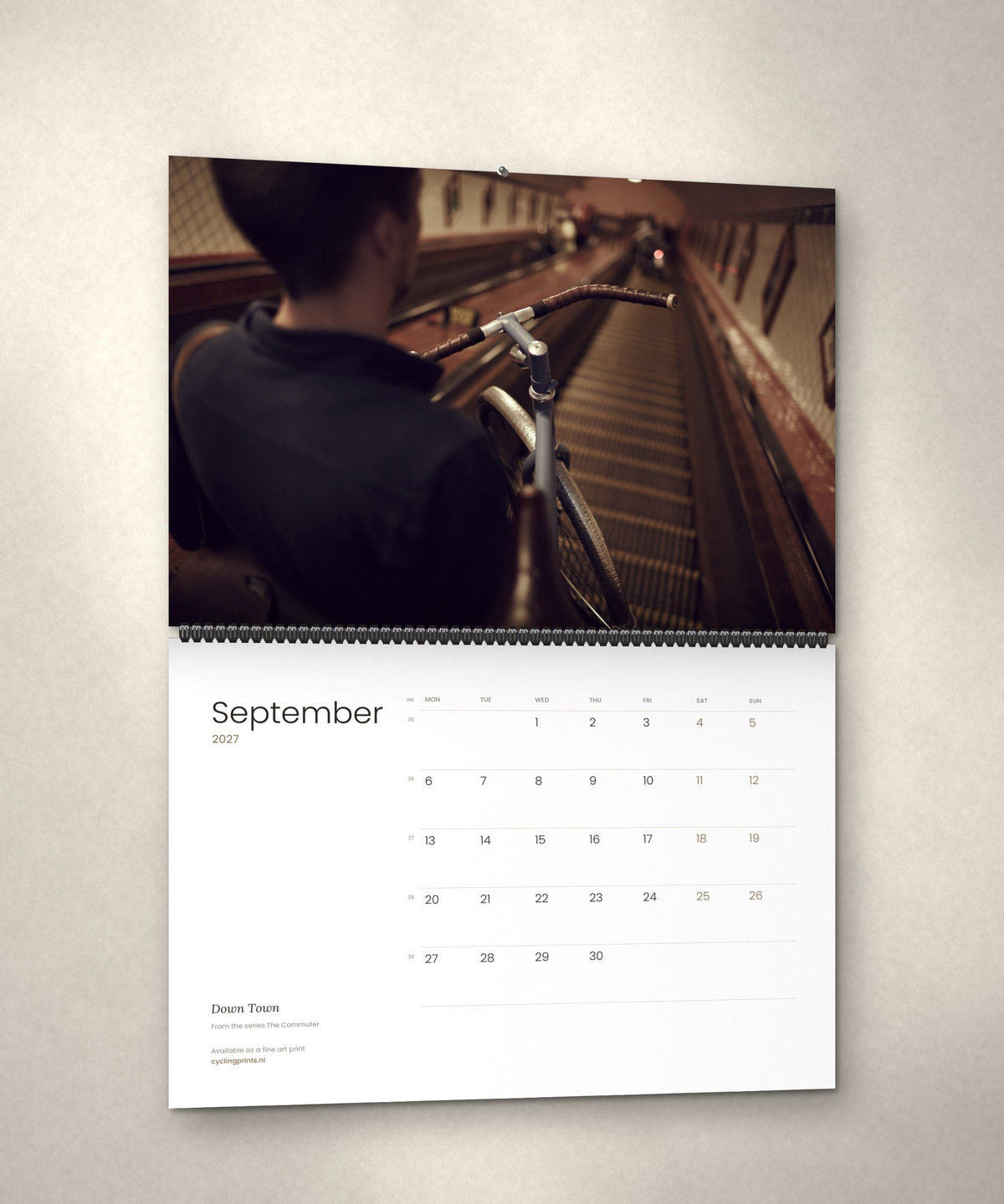 September 2027 – Down Town, a page from The Commuter cycling photography wall calendar by Ryan Edy