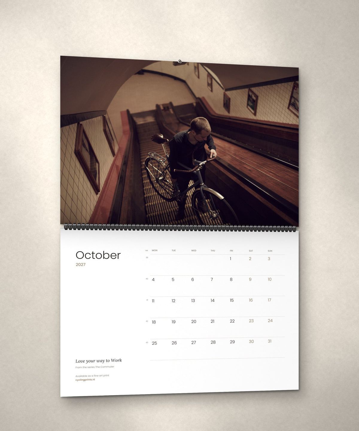 October 2027 – Love your way to Work, a page from The Commuter cycling photography wall calendar by Ryan Edy