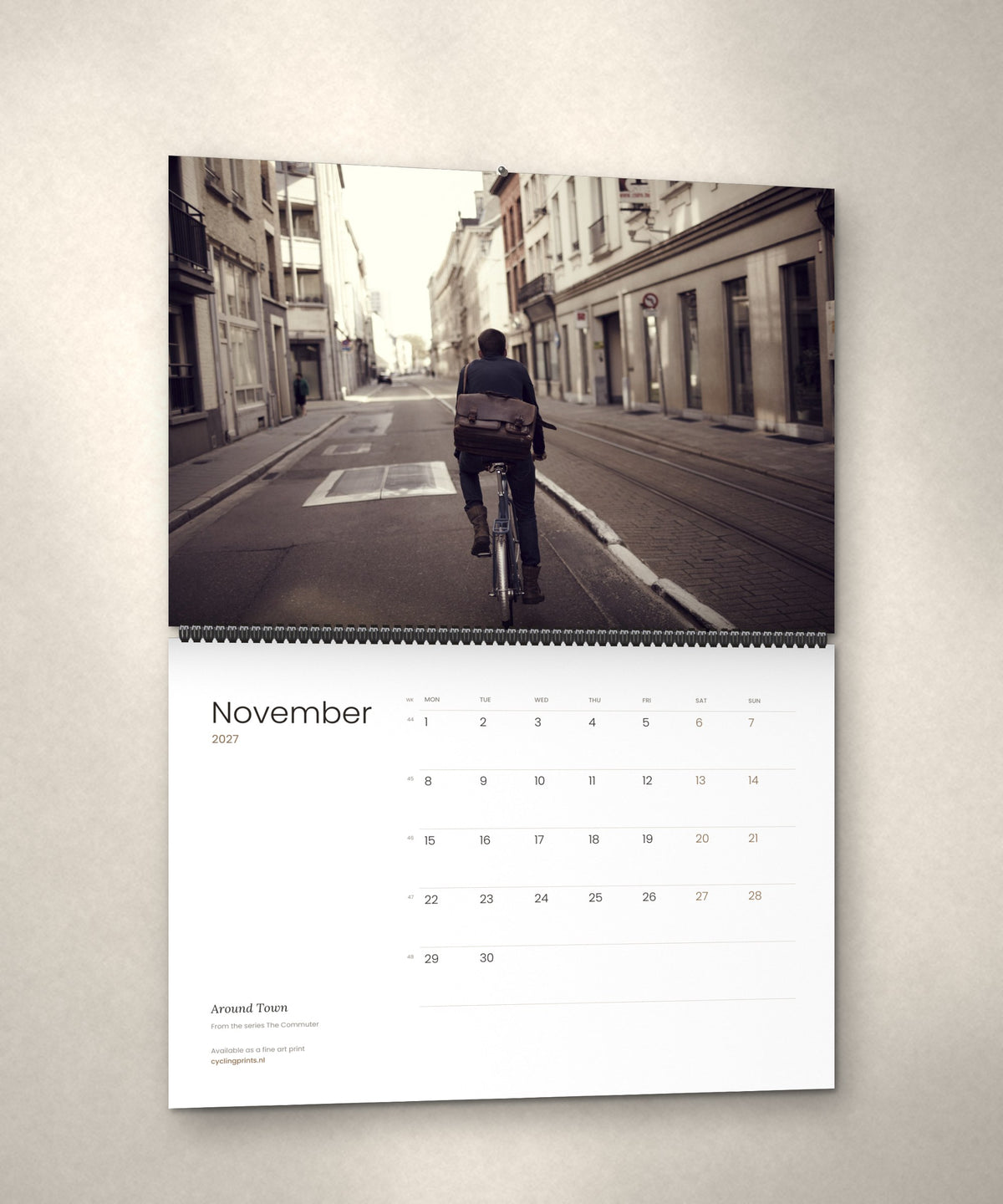 November 2027 – Around Town, a page from The Commuter cycling photography wall calendar by Ryan Edy