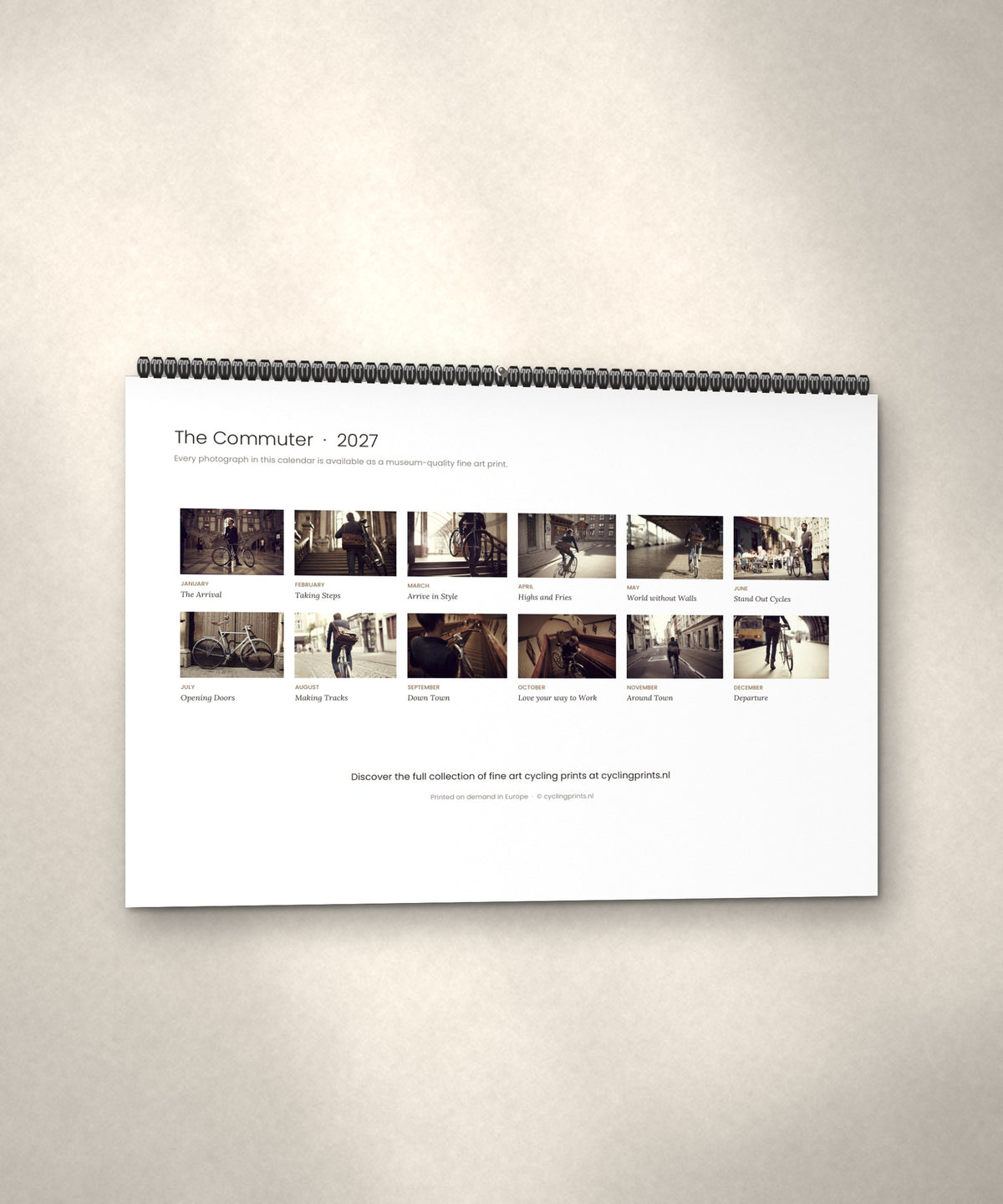 The Commuter 2027 cycling calendar – back cover showing all twelve photographs