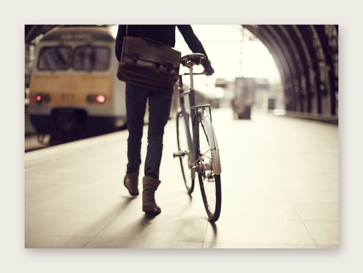 Departure – The Commuter fine art cycling greeting card by Ryan Edy