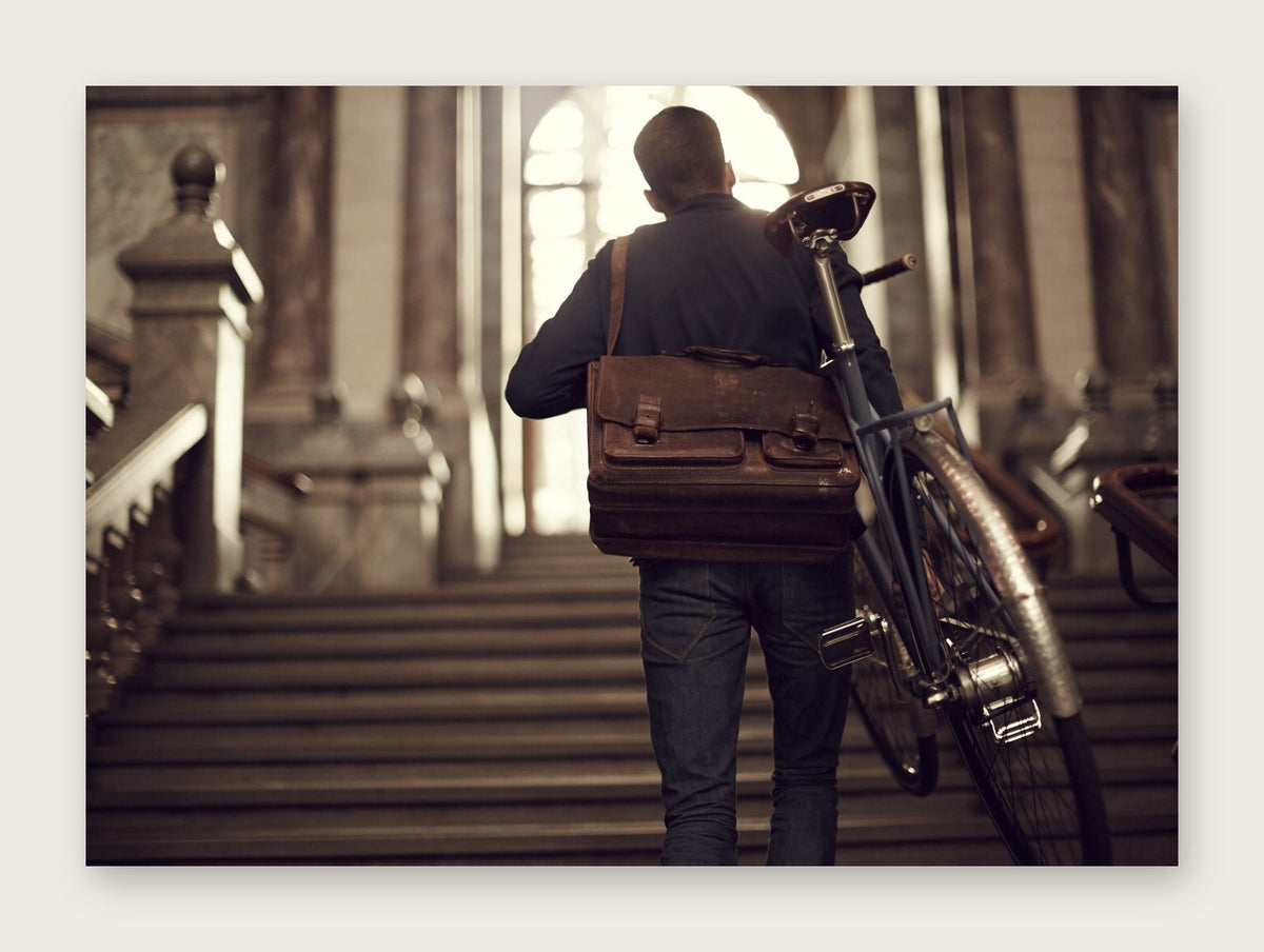 Taking Steps – The Commuter fine art cycling greeting card by Ryan Edy