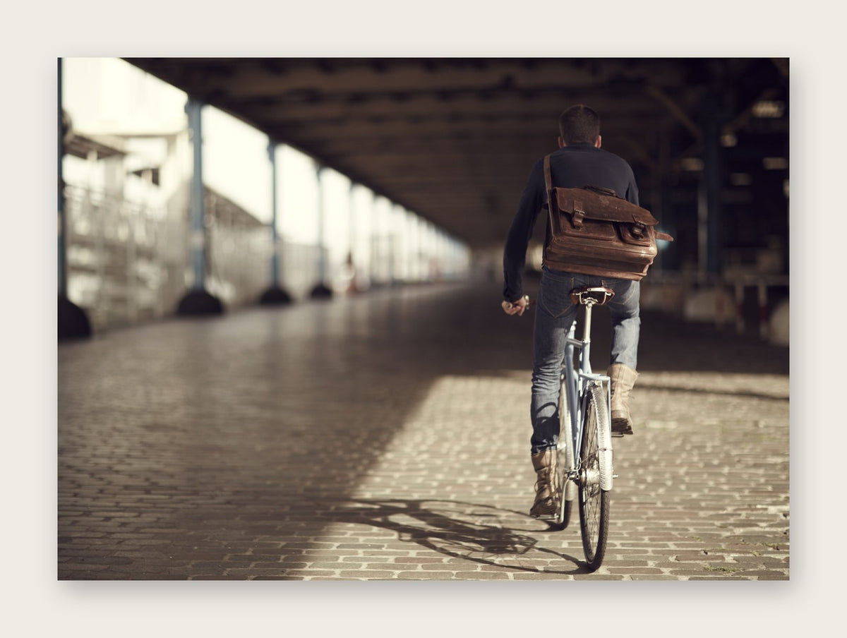 World without Walls – The Commuter fine art cycling greeting card by Ryan Edy