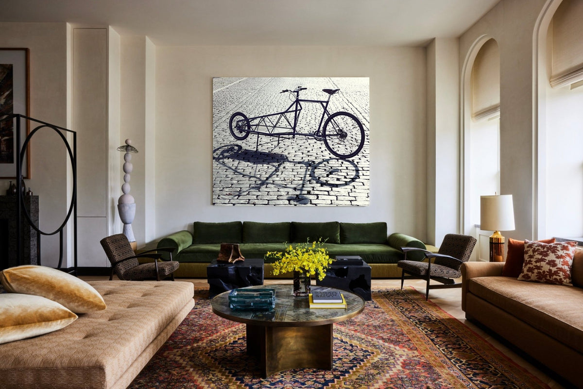 Detail shot from the 'Cobbles' cargo bike photography showing the bespoke Elian Cargo bike - cycling wall art by Cyclingprints.nl