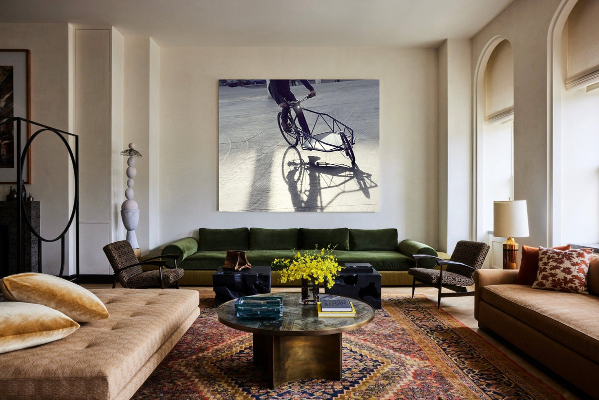 Detail shot from the 'Feel the Flow' cargo bike photography showing the bespoke Elian Cargo bike - cycling wall art by Cyclingprints.nl