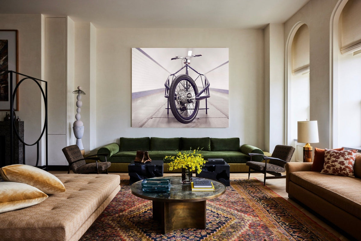 Detail shot from the 'No Brake Like It' cargo bike photography showing the bespoke Elian Cargo bike - cycling wall art by Cyclingprints.nl