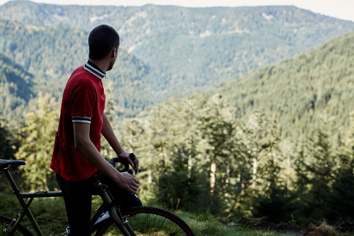 Cyclocross cycling print 'Beyond The Pines' - off-road cyclocross action on the bespoke Elian Cyclocross bike in the Vosges, France, fine art print by Cyclingprints.nl