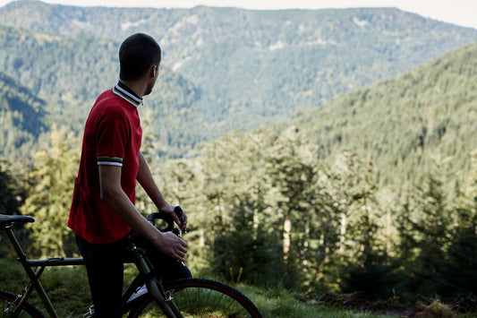 Cyclocross cycling print 'Beyond The Pines' - off-road cyclocross action on the bespoke Elian Cyclocross bike in the Vosges, France, fine art print by Cyclingprints.nl