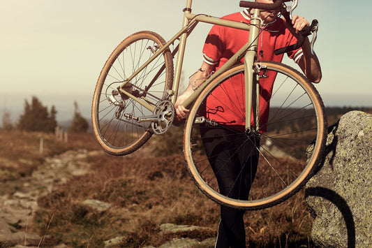 Cyclocross cycling print 'Carry On' - off-road cyclocross action on the bespoke Elian Cyclocross bike in the Vosges, France, fine art print by Cyclingprints.nl