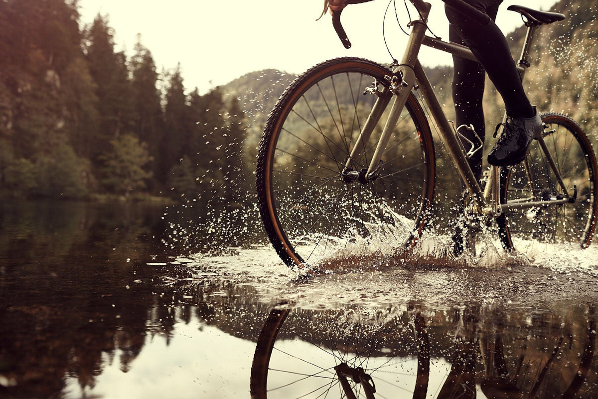 Cyclocross cycling print 'Make a splash' - off-road cyclocross action on the bespoke Elian Cyclocross bike in the Vosges, France, fine art print by Cyclingprints.nl