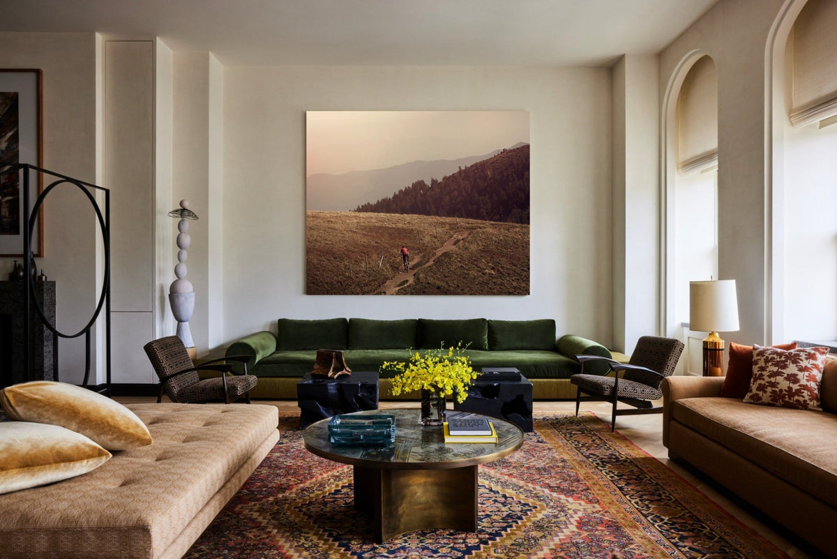 Detail shot from the 'Ridge Rider' cyclocross cycling print showing the bespoke Elian Cyclocross bike - cycling wall art by Cyclingprints.nl