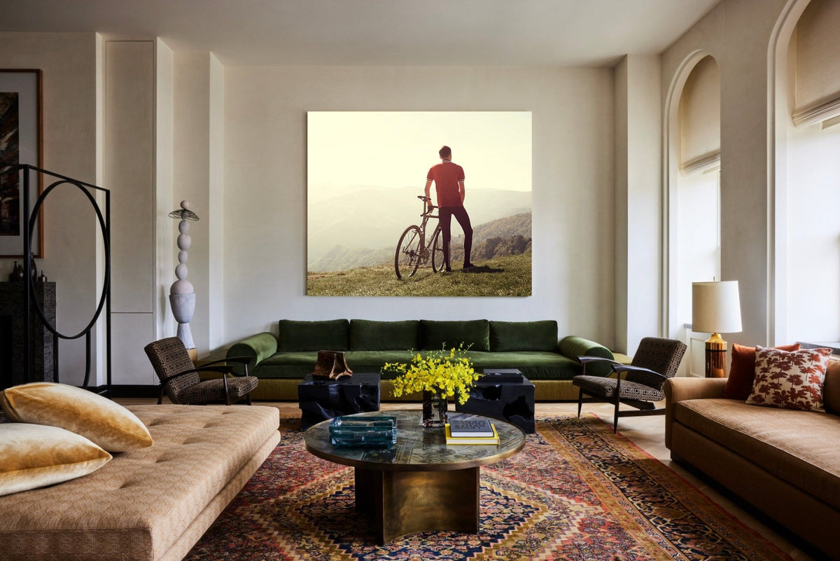 Detail shot from the 'Take a Moment' cyclocross cycling print showing the bespoke Elian Cyclocross bike - cycling wall art by Cyclingprints.nl