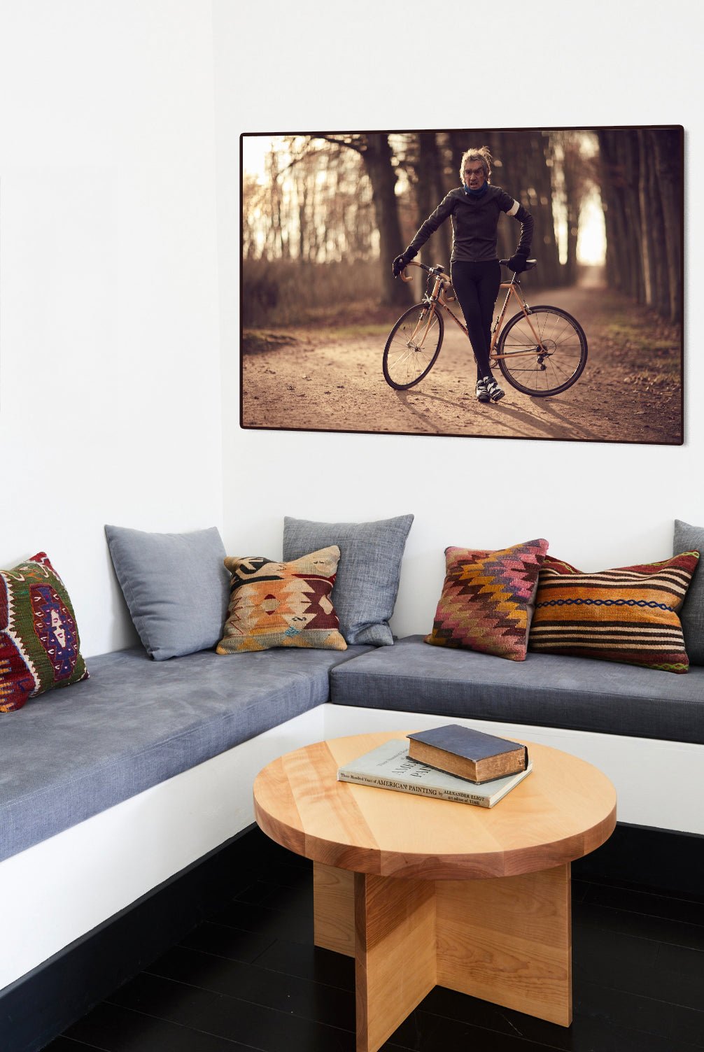 Detailfoto van de 'A Breather' Nederlandse wielerfotografie met een op maat gebouwde stalen fiets (gebouwd rond een jaren-80 Gazelle-frame) - wielrennen wanddecoratie door Cyclingprints.nl