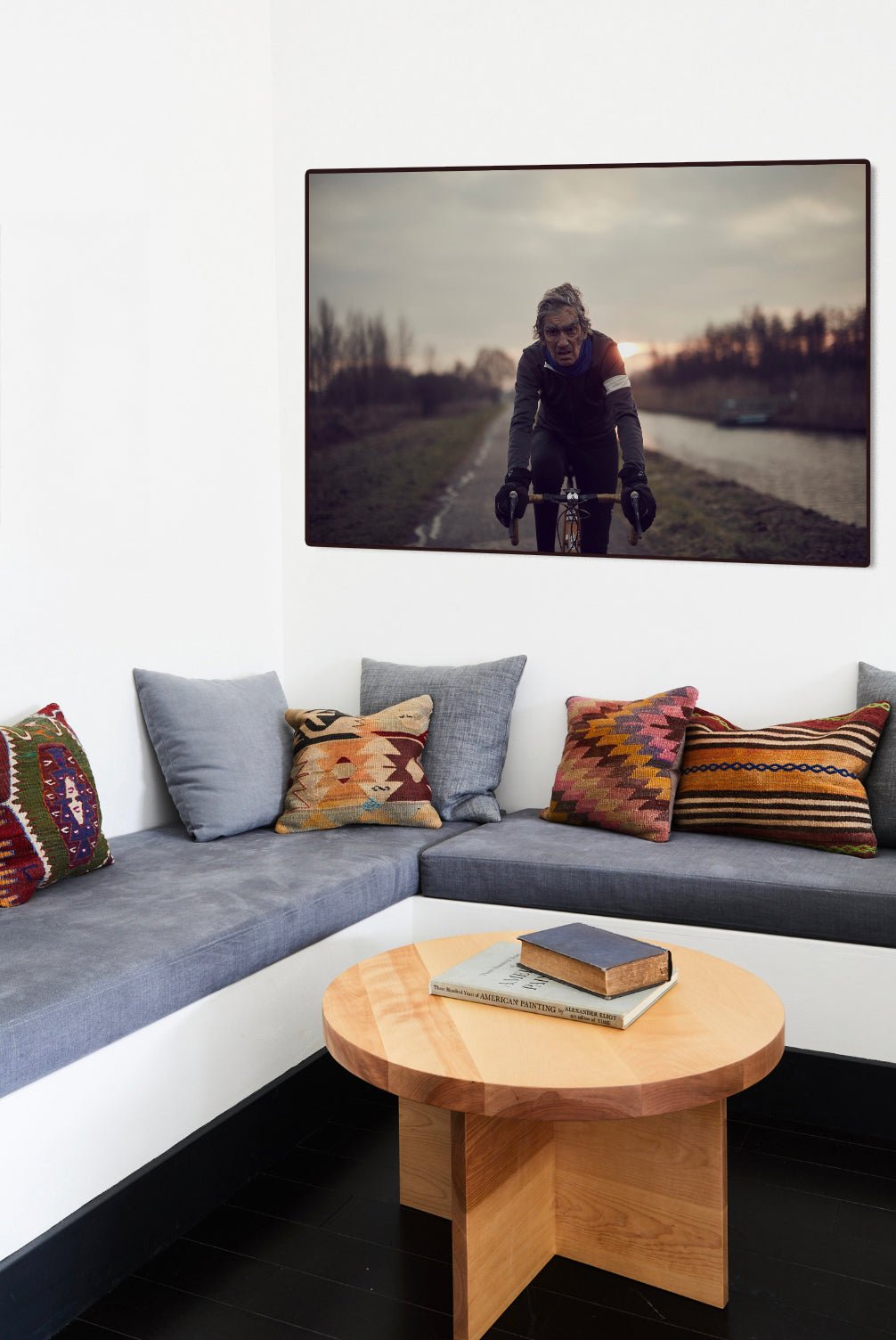 Detailfoto van de 'Channel' Nederlandse wielerfotografie met een op maat gebouwde stalen fiets (gebouwd rond een jaren-80 Gazelle-frame) - wielrennen wanddecoratie door Cyclingprints.nl