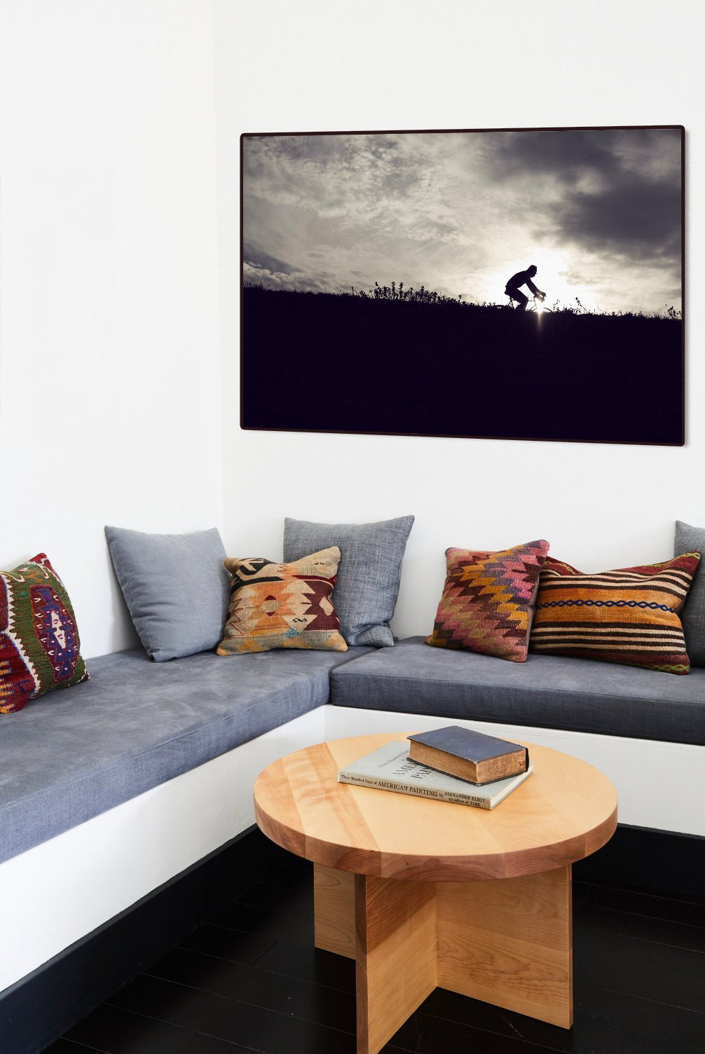 Detailfoto van de 'Dawn til Dusk' Nederlandse wielerfotografie met een op maat gebouwde stalen fiets (gebouwd rond een jaren-80 Gazelle-frame) - wielrennen wanddecoratie door Cyclingprints.nl