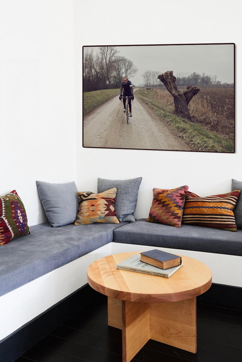 Detailfoto van de 'Making Tracks' Nederlandse wielerfotografie met een op maat gebouwde stalen fiets (gebouwd rond een jaren-80 Gazelle-frame) - wielrennen wanddecoratie door Cyclingprints.nl