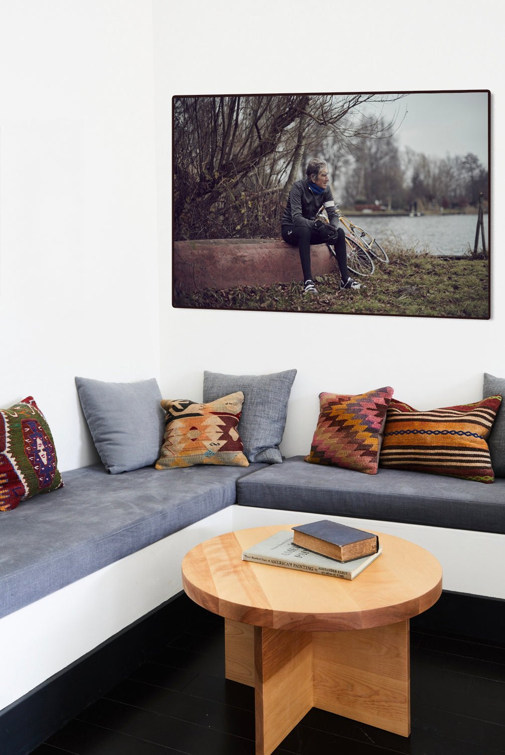 Detailfoto van de 'Time Out' Nederlandse wielerfotografie met een op maat gebouwde stalen fiets (gebouwd rond een jaren-80 Gazelle-frame) - wielrennen wanddecoratie door Cyclingprints.nl