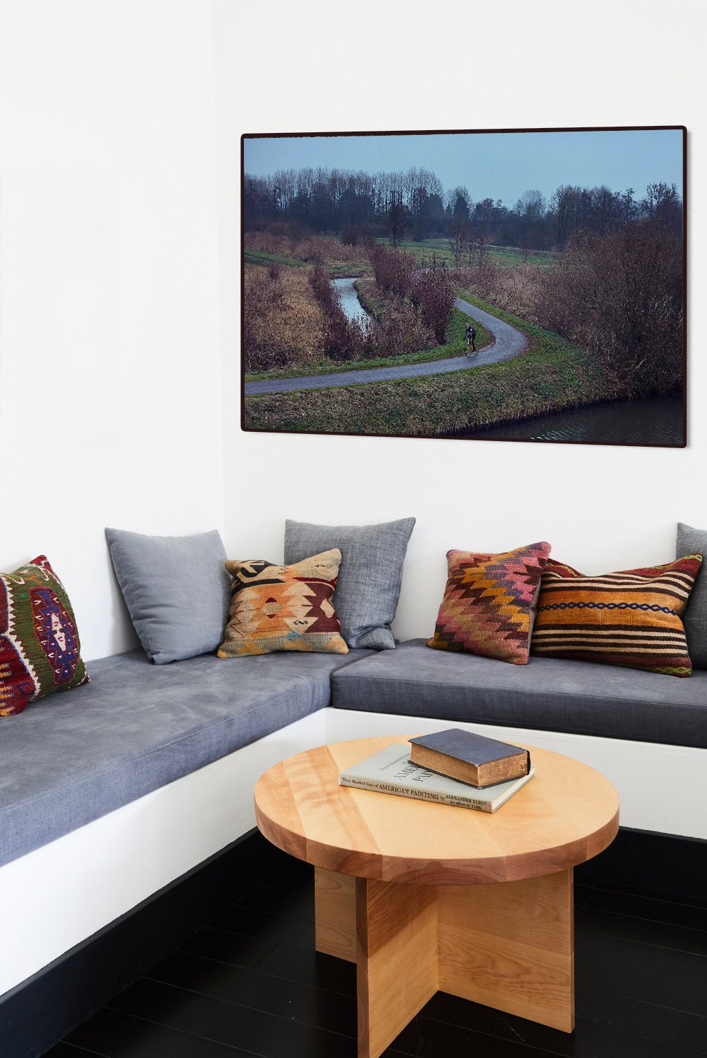 Detailfoto van de 'Twists & Turns' Nederlandse wielerfotografie met een op maat gebouwde stalen fiets (gebouwd rond een jaren-80 Gazelle-frame) - wielrennen wanddecoratie door Cyclingprints.nl