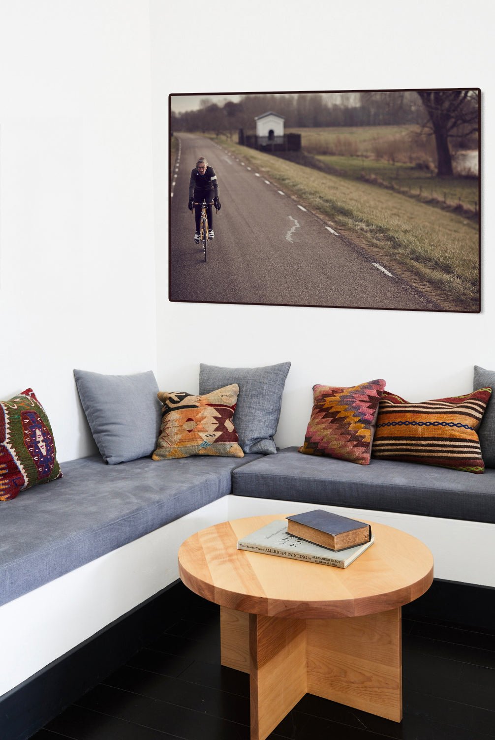 Detailfoto van de 'Wind Power' Nederlandse wielerfotografie met een op maat gebouwde stalen fiets (gebouwd rond een jaren-80 Gazelle-frame) - wielrennen wanddecoratie door Cyclingprints.nl
