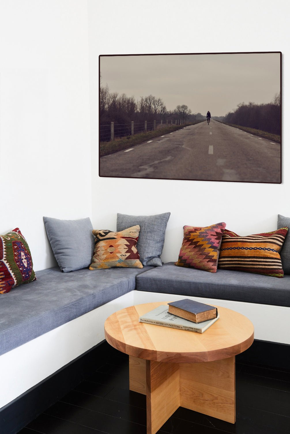 Detailfoto van de 'Winter Rides' Nederlandse wielerfotografie met een op maat gebouwde stalen fiets (gebouwd rond een jaren-80 Gazelle-frame) - wielrennen wanddecoratie door Cyclingprints.nl