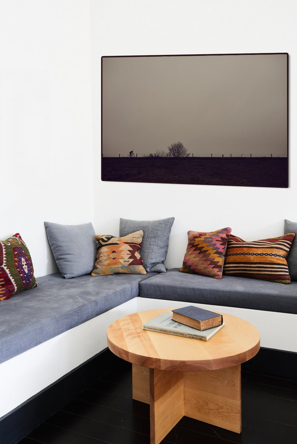 Detailfoto van de 'Wintry Dikes' Nederlandse wielerfotografie met een op maat gebouwde stalen fiets (gebouwd rond een jaren-80 Gazelle-frame) - wielrennen wanddecoratie door Cyclingprints.nl