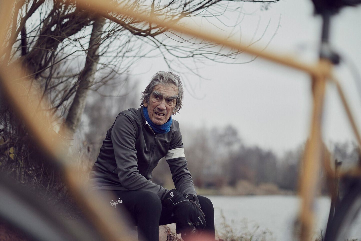 Man of Steel – Framed | Cycling Wall Art Print of Albert on His Steel Bike - Cyclingprints.nl