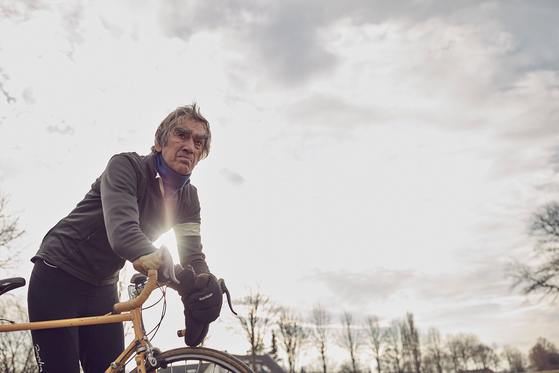 Man of Steel – Reflections | Cycling Poster Print of Albert on His Steel Bike - Cyclingprints.nl