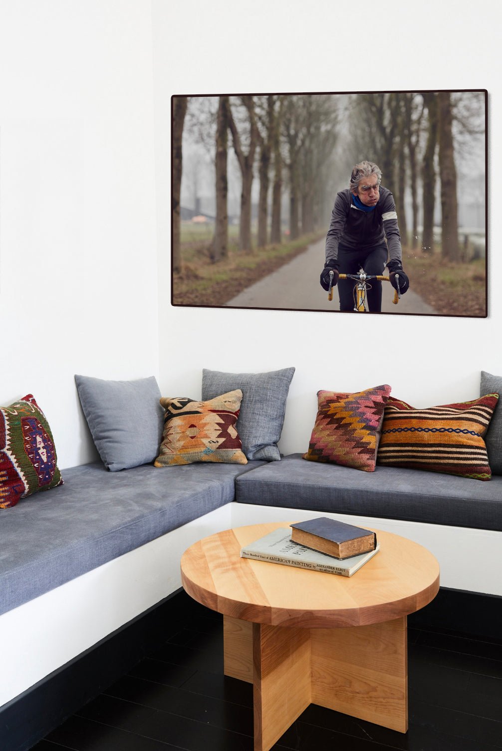 Man of Steel – Spit & Grit | Cycling Portrait Print of Albert on His Steel Bike - Cyclingprints.nl