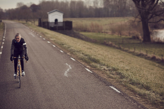 Man of Steel – Wind Power | Cycling Print of Albert on His Steel Bike - Cyclingprints.nl