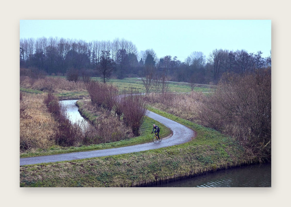 Twists & Turns – A Man of Steel fine art cycling postcard by Ryan Edy