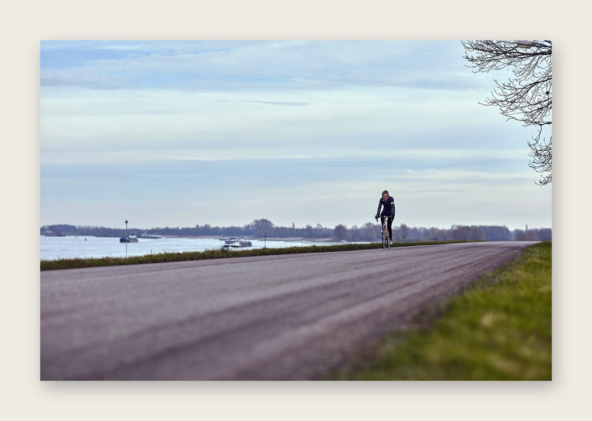Bike Against de Waal – A Man of Steel fine art cycling postcard by Ryan Edy