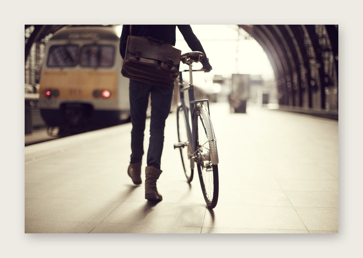 Departure – The Commuter fine art cycling postcard by Ryan Edy