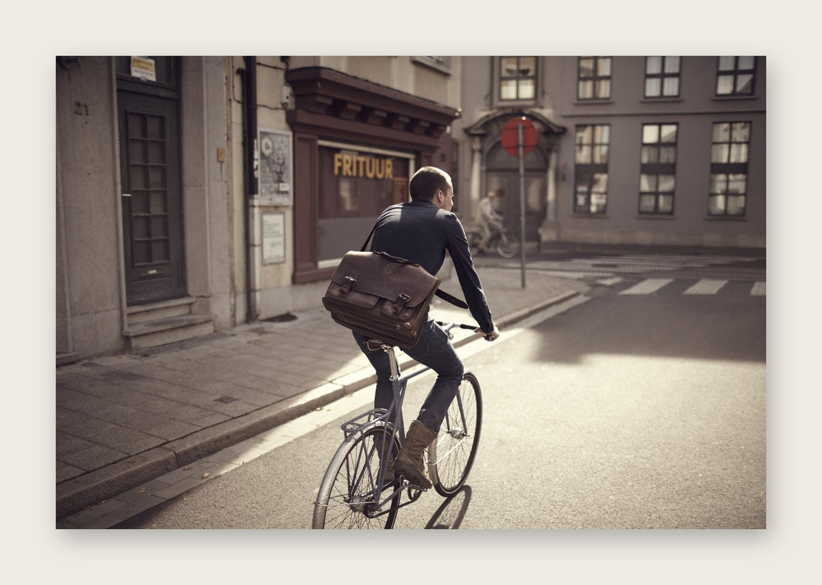 Highs and Fries – The Commuter fine art cycling postcard by Ryan Edy