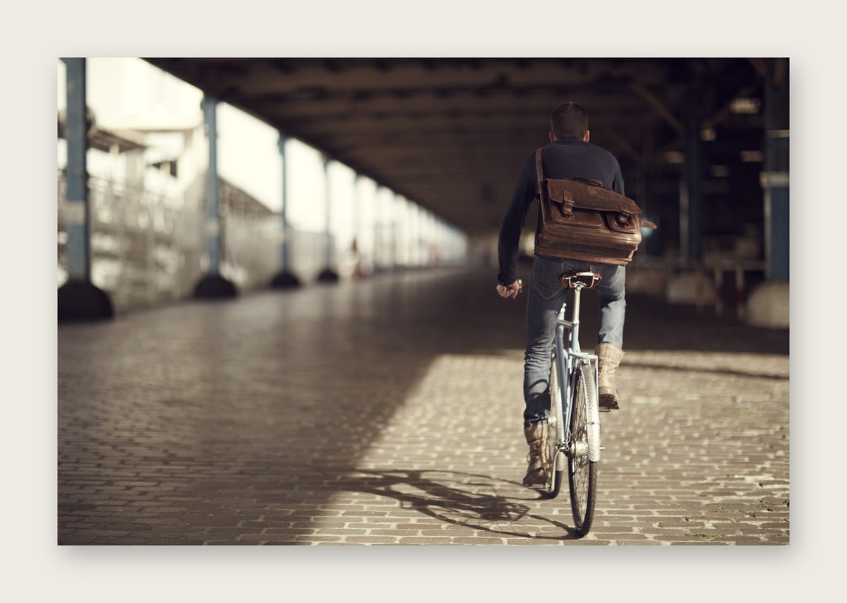 World without Walls – The Commuter fine art cycling postcard by Ryan Edy